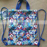 Custom High-quality Cotton Quilted Blue Shopping Drawstring Bag Bunch of Pocket Recycle Draw String Bag Gift Bag Shopping Bag thumbnail-1
