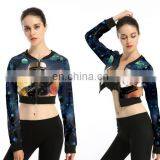 Women Fashion Printing Pattern Polyester Jacket Cool Long Slevee Zipper Jacket for Women thumbnail-4