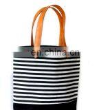 Canvas and Leather Bag Summer Tote Bag Cotton Canvas Tote Bag thumbnail-1