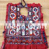 Vintage Mirror Work Dress Piece Patches - Hand Embroidered Gypsy Antique Neck Yoke Patch thumbnail-3