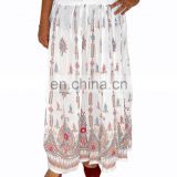 Embroidered Skirts Wrap Tribal Peasant Sequin Gypsy Indian handwork Rayon Skirt Boho Hippie Casual Sequin Work Long women White