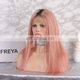 2018 New Fashion Long Hair Pink Color With Dark Roots Full Lace Wig With Baby Hair thumbnail-2