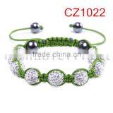Hematite Crystal Pave Disco Ball Beads Macrame Adjustable Bracelets thumbnail-4