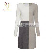 Женская модная зимняя шерстяная платье-джемпер в дизайне с рибчатой трикотажной кладкой thumbnail-3