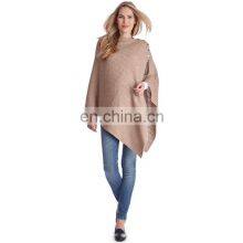 Winter Fashion Women Cashmere Knitted Cable Poncho thumbnail-1