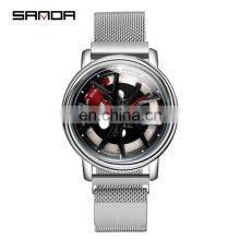 SANDA 1025 Luxury Special Rotating Men Watches Stainless Steel Japan Quartz Watch Male Business Wristwatch thumbnail-1