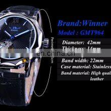 WINNER 199 Men Automatic Mechanical Movement Luminous Display Watch Low Price Fashion China Leather Band Watch thumbnail-5