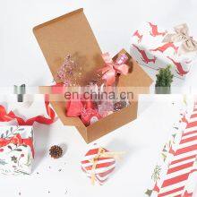 Custom Logo Brown Paper Gift Box With Lid Packaging Box Kraft Paper for Bridesmaid Proposal Wedding thumbnail-4