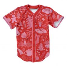 sublimated red baseball jersey with polyester