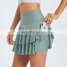 2023 New Style High Waist Badminton Tennis Sports Layered Ruffle Hem Cake Mini Skirt Shorts Lining Fitness Dance Wear For Women thumbnail-3