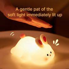 Cute Big Face Rabbit Silicone Light USB Rechargeable Warm White With Dimming Rabbit Lamp Bunny Light Children's Night Light thumbnail-6