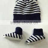 fashion children winter stripe knitted hat with cute shoes