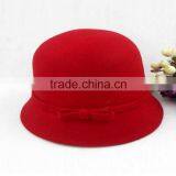 British Style Bowknot Ribbon Dome Wool Felt Elegant Charm Women Church Hat thumbnail-2