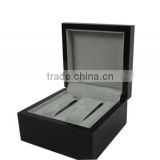 Custom Lacquered Wooden Black Watch Box for Two- watch Packaging