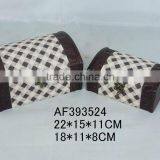 Wood Fabric Diamond Sash Metal Sheet Gift Jeweled Box thumbnail-1