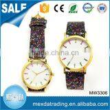 Promotional Lady Popular Gold Plating Shining pu Strap China Made Watch thumbnail-2