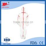 New Design Disposable Red Tape Seamed Microporous Coverall thumbnail-1