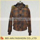 Young Women Hooded Woolen Jackets With Fake Fur Trimming thumbnail-1