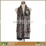 Women's Jacquard Vintage Floral Print 100% Acrylic Black Shawl Scarf