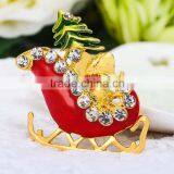 47*44mm Unique Design Personalized Rhinestone Christmas Santa Sleigh Brooch thumbnail-3