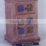 VINTAGE BEDSIDE TABLE WITH CERAMIC