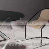 Vintage Rose Gold Metal Frame Papasan Chair With Leather Seat thumbnail-6