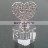 Mini Empty Clear Crystal Perfume Bottle With Jewelled Metal Alloy Top thumbnail-1