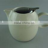 Hot Sale Stock Cheap Ceramic Colorful Round Tea Pot With Stainless Steel Lid thumbnail-4