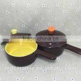 Wholesale Stocked Ceramic Soup Bowl With Silicone Lid and Handle thumbnail-3