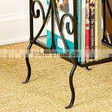 Living Room Scrolled Iron and Glass Magazine Table Sofa Side Table thumbnail-2