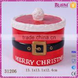 round shaped ceramic christmas candy jar with lid
