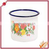 Custom Stainless Steel Rim Imitation Enamel Mug White Mug thumbnail-1