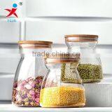 Clear Borosilicate Grain Food Container With Bamboo Lid thumbnail-1