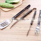 Wholesale Wooden Handle Barbecue Fork Shovel BBQ Tong Set thumbnail-6