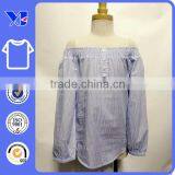 100% Cotton Ladies Stripe Long Sleeve Blouse thumbnail-1