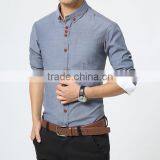 2016 New Fashion Men Shirt Long Sleeve Slim Fit Solid Color High Quality Dress Shirts thumbnail-6