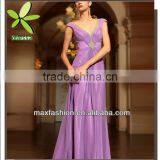 Stylish European Style Maxi Ball Gown Dresses,Deep V Neck Beaded Long Maxi Dress thumbnail-1