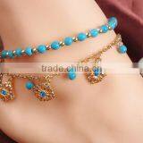 Bohemia Style Turquoise Anklet O Shape Chain Turquoise Anklet Turquoise Tassle Bead Foot Jewelry thumbnail-5