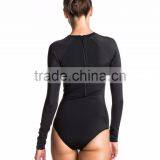 Long Sleeve Zipped Rashguard One Piece Crew Neckline Front Zip Swimsuit Custom Bodysuit Polyester Spandex Stretchy Material thumbnail-5