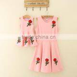 2017 Hot Selling Family Clothes Wholesale Mommy and me Dress Pink Mother and Daughter Sweet Casual Dresses Family Clothes thumbnail-1