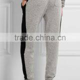 Women Side Stripe Gray and Black Terry Running Pants thumbnail-3