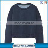 Wholesale Plain Fleece Cropped Stretch Crewneck Sweatshirt for Women