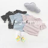 Girl summer vest soft cotton pullover shirts children stripes top clothes wholesale