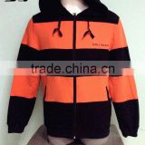 Classic Drawstring Stripe in Different Colors Zip-up Women Hooded Sweatshirts OEM Service