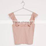 Polyethylene Fiber-Ethylene Polyester Tank Top Deep V Backless Patchwork Solid Shrimp Sold By PC thumbnail-3