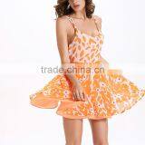 Slip Dress Backless Printed Leaf Pattern New Ladies Fashion Dress Design 2017 Girls Dress thumbnail-2