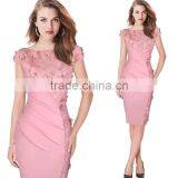 OEM Fashion Latest Ladies Middle Age Summer Bodycon Sexy Embroidered Dress for Wholesale thumbnail-3