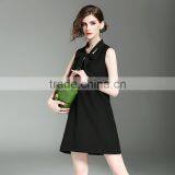 Dresses 2017 Summer High Grade V-neck Slim Sleeveless Elegant Lotus Leaf Swing Design Daily Dress for Women thumbnail-4