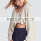 Ladies Long Sleeve Fashion Asymmetrical Modern Knitting Crop Top Sweater With Best Quality thumbnail-2