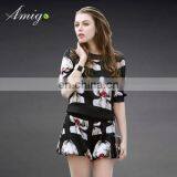 2015 Summer Full Print Women t Shirt and Short Pants Set Hot Sale Wholesale thumbnail-1